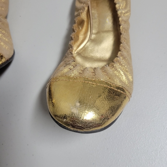 Tory Burch Gold Leather Ballet Flats Size 9. - Picture 13 of 13